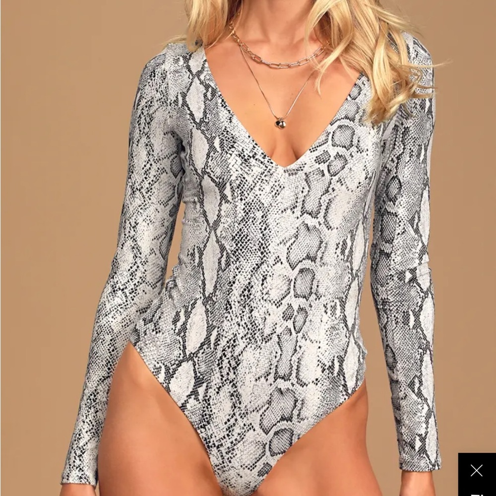 Snakeskin Print Long Sleeve Bodysuit